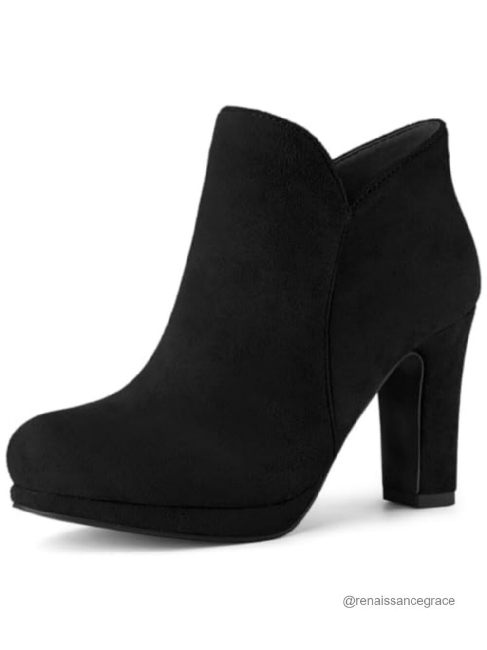 Faux Suede Chunky Heeled Ankle Boots